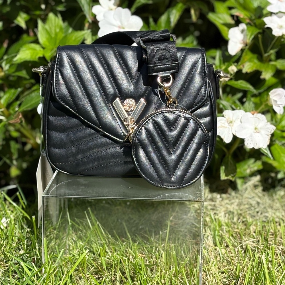 Valentino Orlandi Black Quilted Crossbody Bag New